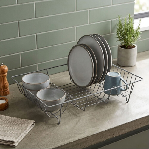 Grey Stainless Steel Wire Dish Drainer Rack for Kitchen Countertop 2