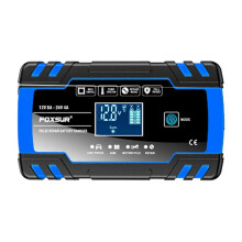FOXSUR Cargador de Batería para Motocicleta y Coche, 12V, 8A, 24V, 4A, Reparación Automática de Pulsos, LCD, Cargador Inteligente para Reparación