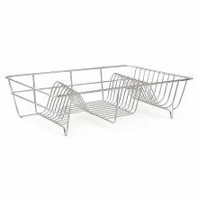 Silver Stainless Steel Wire Dish Drainer Rack for Kitchen Countertop