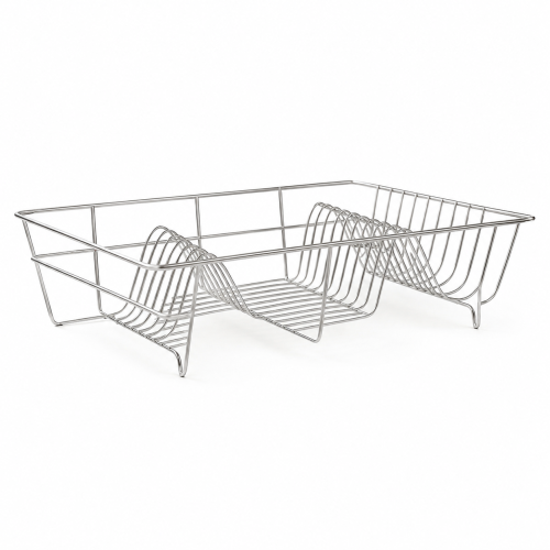 Silver Stainless Steel Wire Dish Drainer Rack for Kitchen Countertop