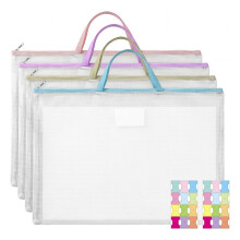 4-Pack Large Sew Project Bags A2 Size with Handle, Mesh Design for Quilting and Crafting