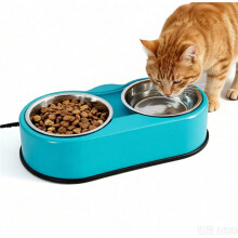 Heated Cat Food & Water Bowls for Outside Pets,2 Stainless Steel Heated Cat Bowl 24 OZ Each,for Outside Cat Dog Bird(US)