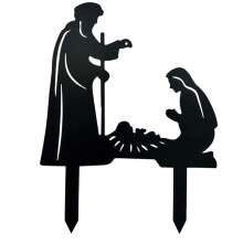 Kerststal Silhouet Kerststal Beeldjes Set Kerststal Ornament Kerststal Heilige Familie voor Hek Patio E