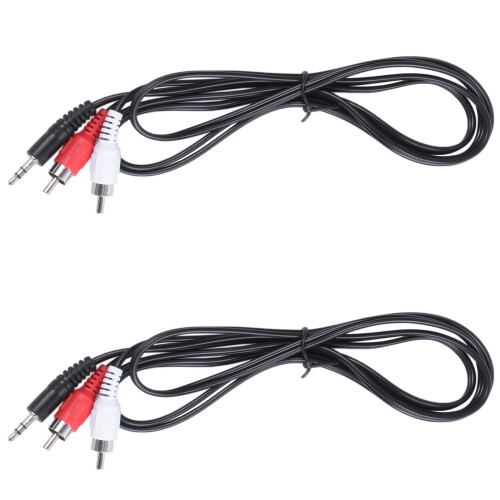 2Pcs 3.5mm Headphones Plug Jack to 2 x RCA AV Audio Cable