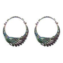 2X Retro Ethnic Carved Green Necklace Indian Maxi Jewelry Women Exaggerated Necklace Jewelry