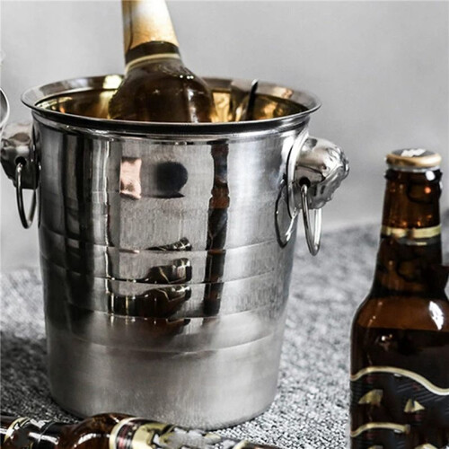 2X Secchiello per Ghiaccio Nel Acciaio Inossidabile Secchiello per Birra per Vino Secchiello 3L 2