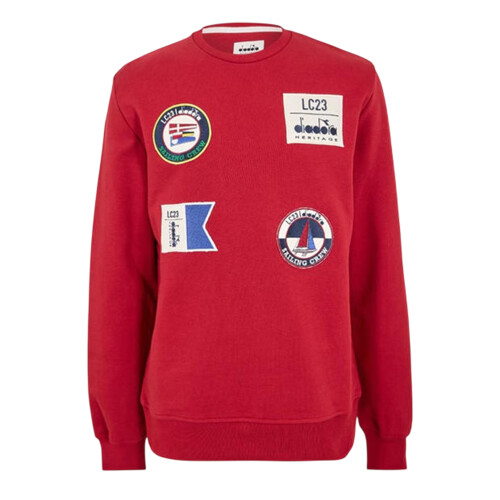 Diadora (S, Red) Diadora Mens Sailing Patch Regular Long-Sleeved Sweatshirt