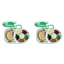 2X Bento Style Lunch Box with Snack Spinner Divided Lunch Container with 6 Compartments Including Sandwich Tray