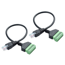 2X RJ45 Screw Terminal Connector Cable RJ45 Male to 8 Pin Extension Cable Lead for Cat5/6/7 Ethernet
