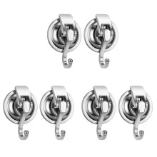 6Pack Heavy Duty Vacuum Suction Cup Wreath Hanger Silver-Plated Plished Hooks Reusable Without Punching for Towel