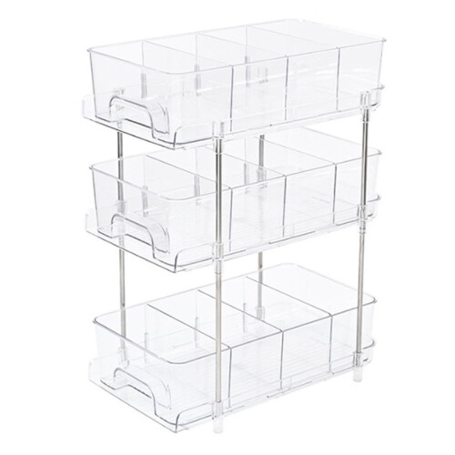 3 Tier Bathroom Under Sinks Organizers and Storage, Kitchen Organization Pull Out Cabinet Organizer with Dividers