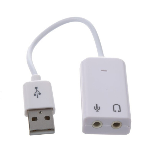 5 Pcs 3.5mm Microphone Earphone Socket USB 2.0 Sound Card Speaker Audio Adapter White 1