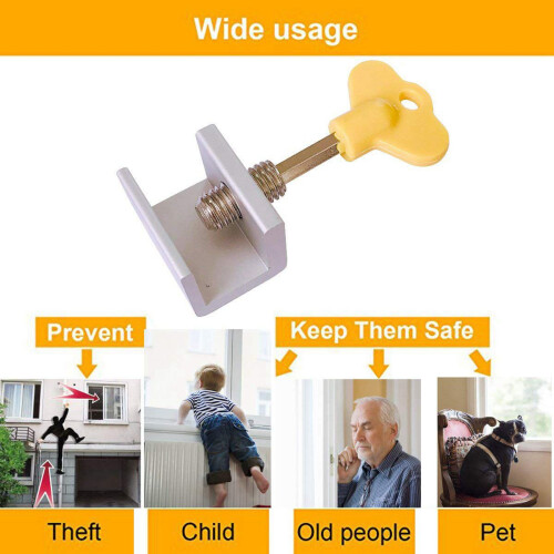 12 Pieces Adjustable Sliding Window Locks Stops Aluminum Alloy Door Frame Security Lock with Keys 2