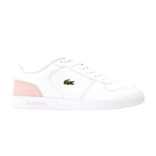 (6 UK, White/Pink) Lacoste Womens/Ladies T-Clip Leather Low Cut Flat Trainers