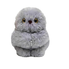 Leuke tas met grijze hanger, elektrische knuffeluilrobot, interactief pratend pluche speelgoed, tashangertje voor rugzakdecoratie