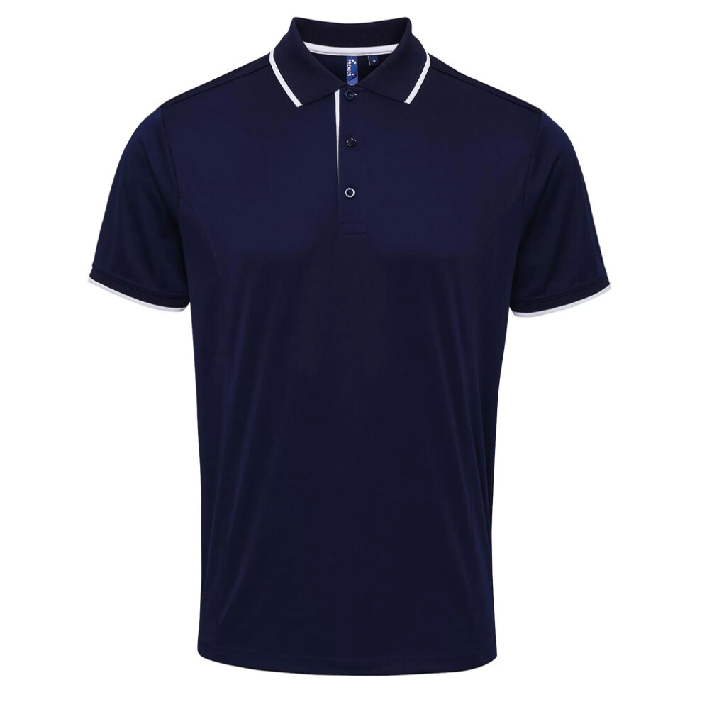 Premier (4Xl, Navy/White) Mens Coolchecker Contrast Pique Polo Shirt