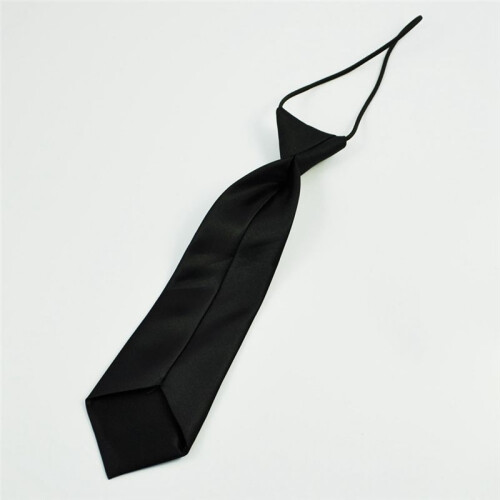 2X Solid Black Polyester Elastic Slim Necktie Neck Tie for Child 2