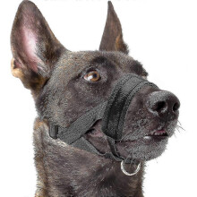 Museruola morbida in nylon per cani, anti-morso, anti-abbaio, anti-masticazione, con anello regolabile (L, nero) U -2026-Nuovo