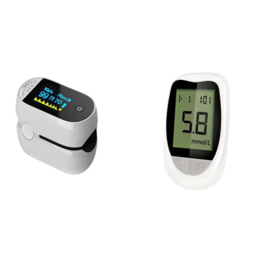 Oximeter med rem, fingertoppsoximeter och blodsockermätare 2