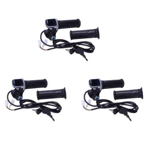 3X 36V Universal Electric Bicycle Throttle Handle with LEDDisplay Indicator Speed Power Display Key Lock 1