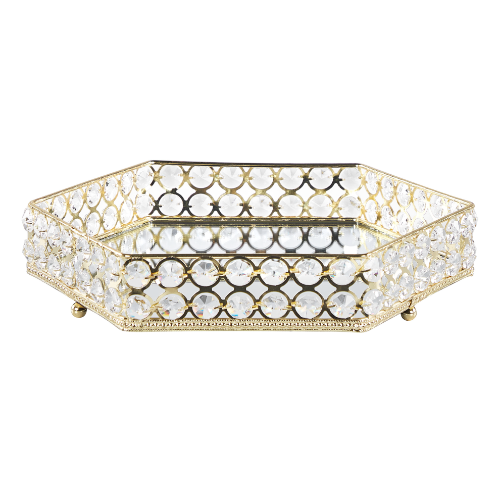 Beliani Decorative Tray Vatan Glass Gold