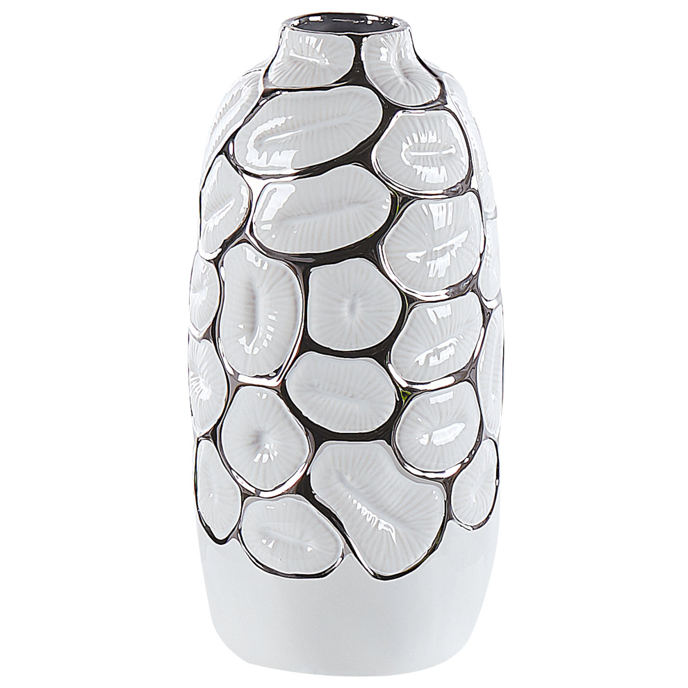 Beliani Decorative Vase Cenabum Stoneware 34 Cm White