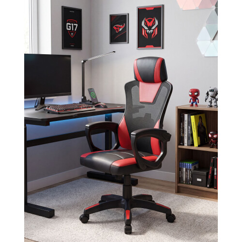 Beliani Office Chair IGNIS Faux Leather Red 1