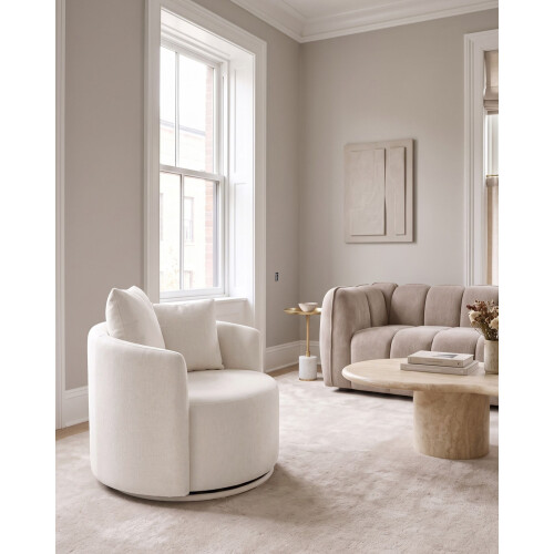 Beliani Swivel Armchair ENNORA Fabric Off-White 1