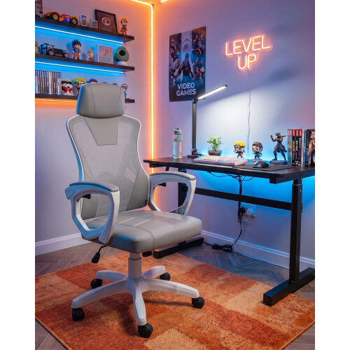Beliani Office Chair IGNIS Faux Leather Light Grey 1