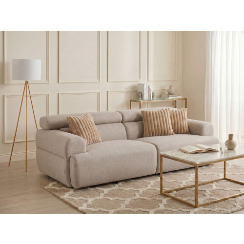 Beliani Sofa 3 Seater HOVDEN Fabric Beige 1