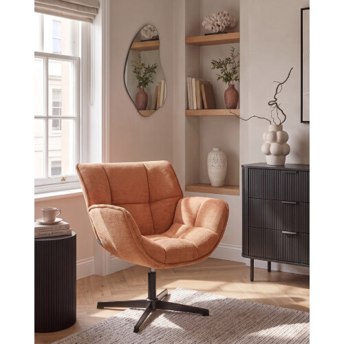 Beliani Swivel Armchair AUMA Fabric Orange 1