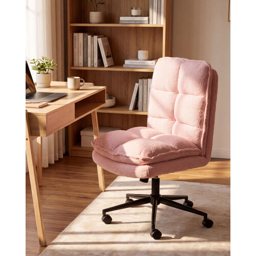 Beliani Office Chair ADDISON Boucle Pink 1