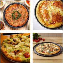 Bandejas de Pizza Personalizadas Perforadas de 4 Pulgadas, Acero Al Carbono con Revestimiento Antiadherente, Bandeja para Hornear Pizza Fácil de
