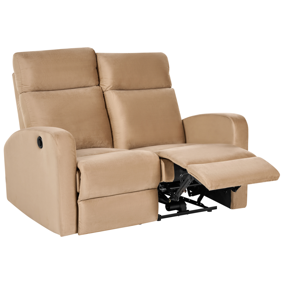 Beliani Electric Recliner Sofa 2 Seater Verdal Velvet Light Brown