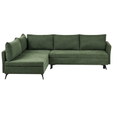 Corner Sofa Bed 3 Seater KOGE Fabric Green with Storage Right Hand