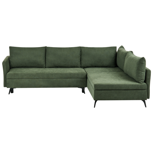 Beliani Corner Sofa Bed 3 Seater KOGE Fabric Green with Storage Left Hand