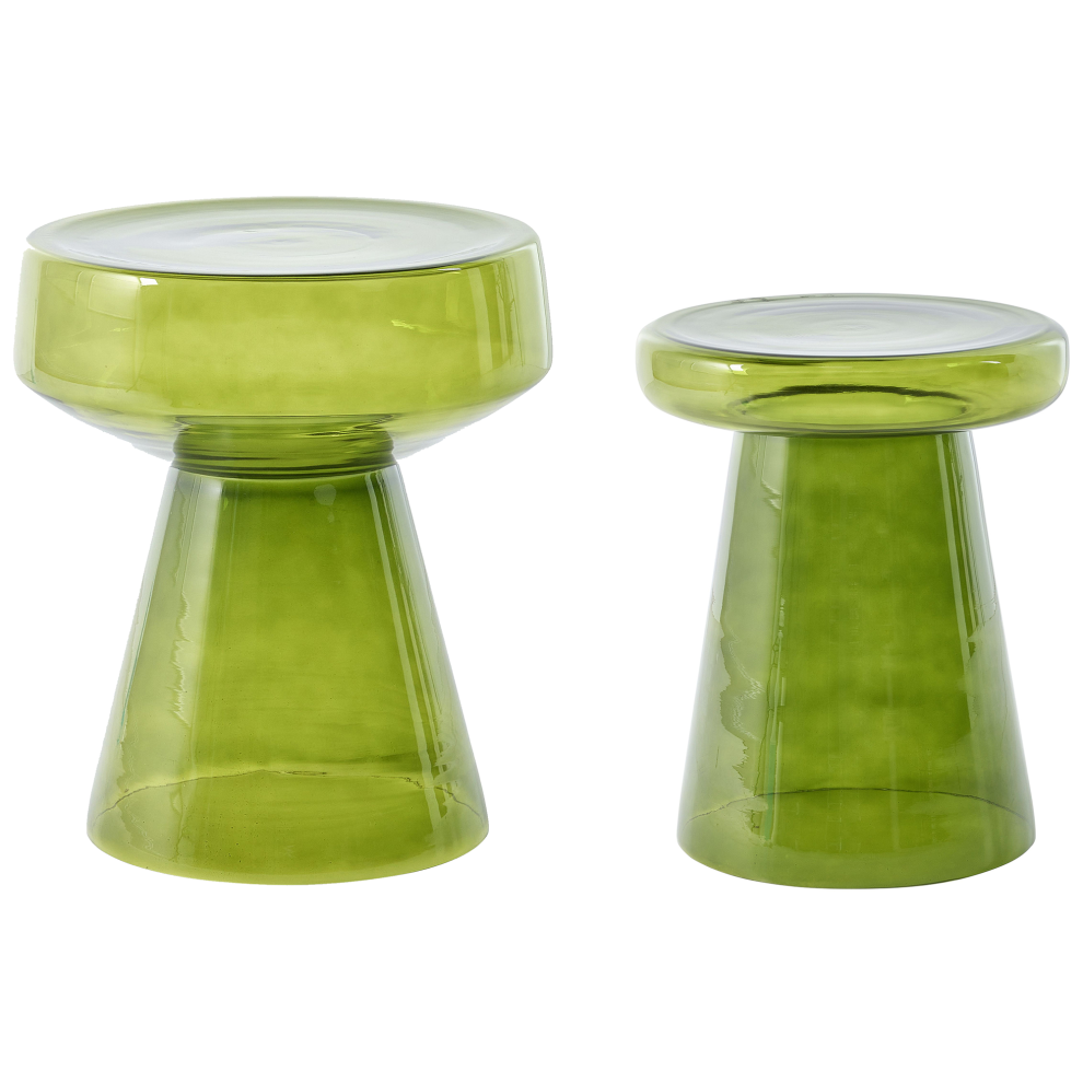 Beliani Set Of 2 Side Tables Laguna/Caldera Glass Green