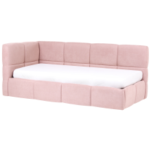 Daybed Fabric JACOU 90 x 200 cm (EU Single) with Storage Left Hand Pink