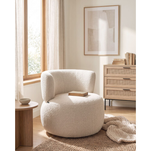 Beliani Armchair VOLDA Chenille Light Beige 1