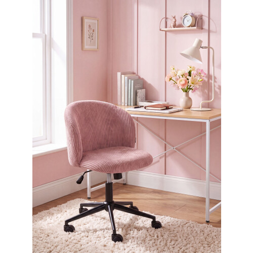 Beliani Office Chair MILES Corduroy Pink 1