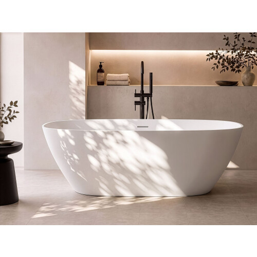 Beliani Freestanding Bathtub SELLA 1700 x 720 mm Solid Surface White 1