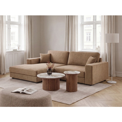 Beliani Corner Sofa LOFOTEN Fabric Brown Right Hand 1