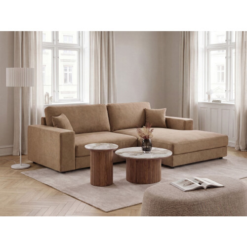Beliani Corner Sofa LOFOTEN Fabric Brown Left Hand 1