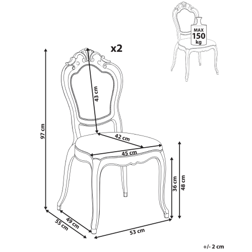 Beliani Set of 2 Dining Chairs VERMONT Transparent 2