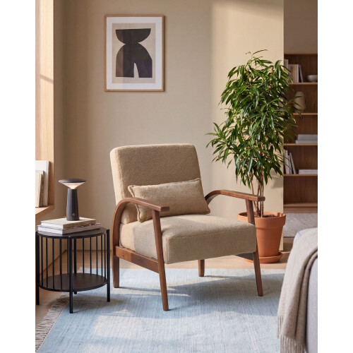 Beliani Armchair SKARA Boucle Beige 1