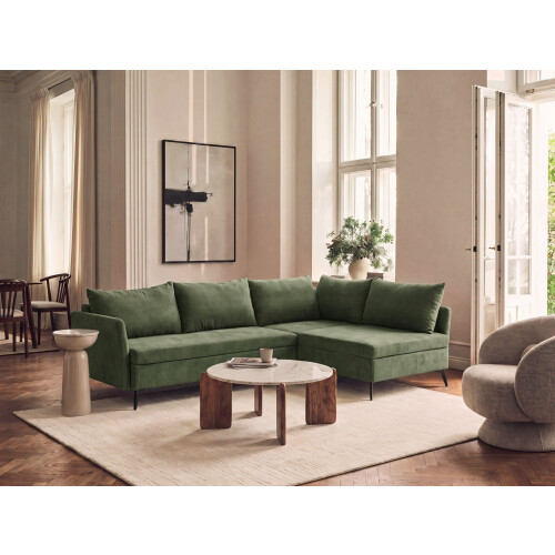 Beliani Corner Sofa Bed 3 Seater KOGE Fabric Green with Storage Left Hand 1
