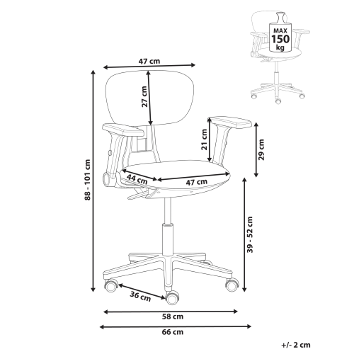 Beliani Office Chair CORE Fabric Black 2