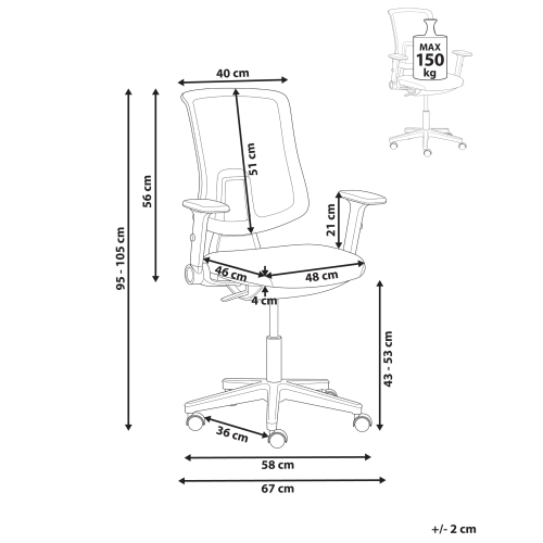 Beliani Office Chair SERO Fabric Light Grey 2