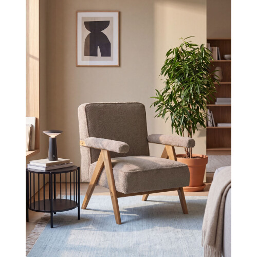 Beliani Armchair EVJE Boucle Taupe 1