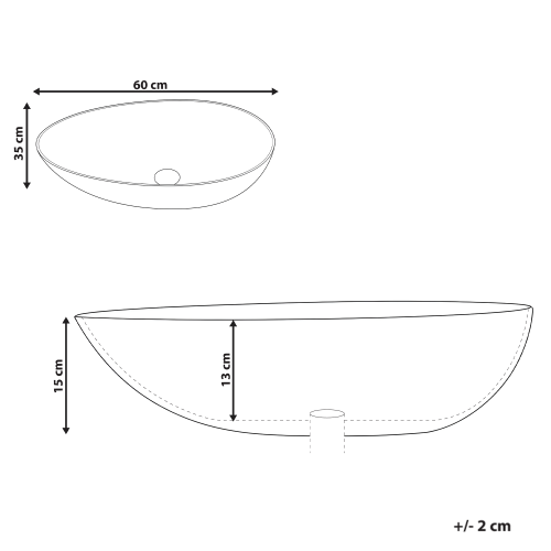 Beliani Countertop Basin SAUZAL 600 x 350 mm White 2
